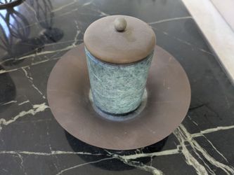 Green Marble Canister with Lid and Tray