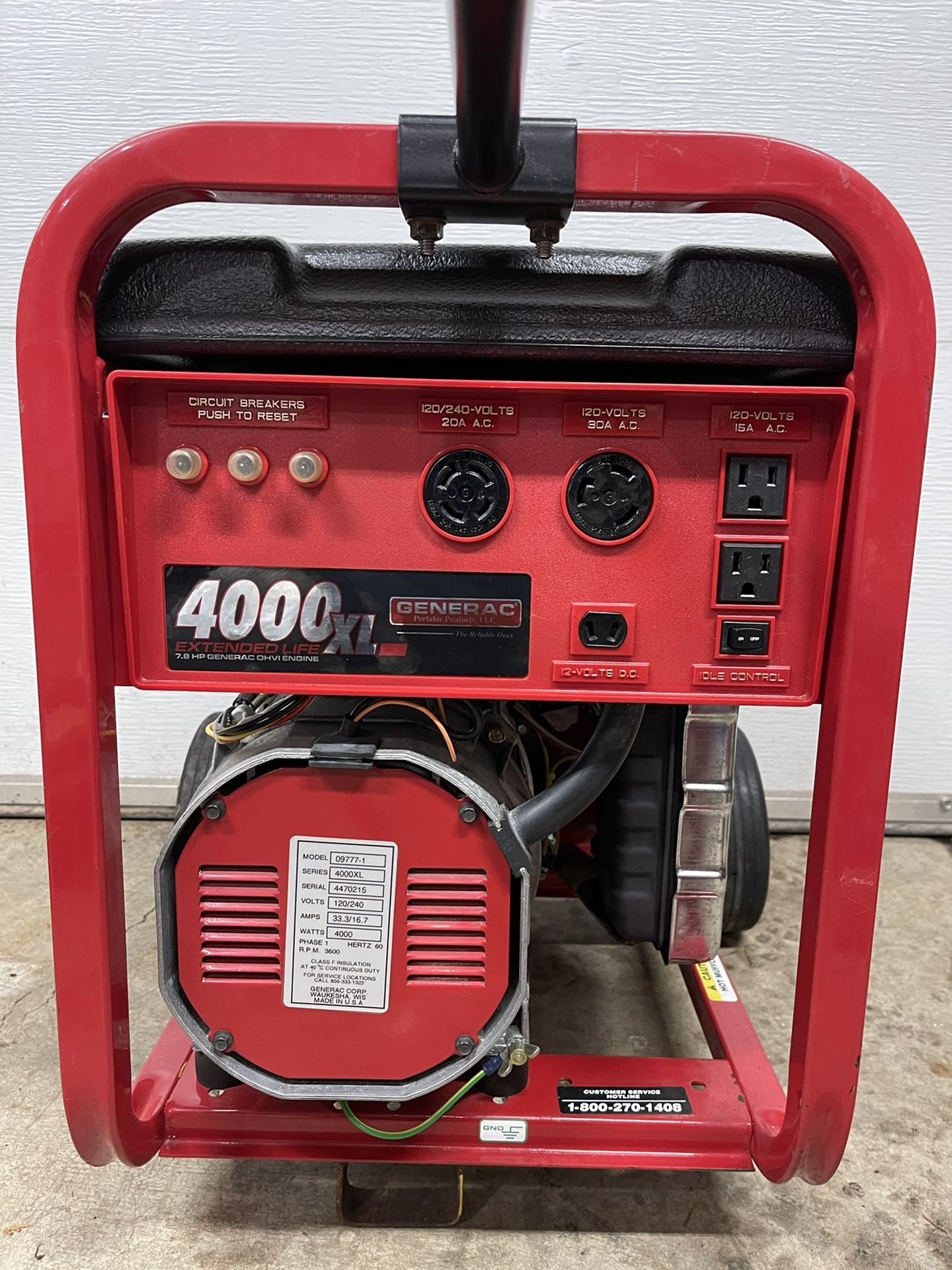 BAD WEATHER IS HERE *LOOK* READ THE AD…  Super Clean! 4000 watt 120/240 generator 7.8hp Generac with Wheel Kit 