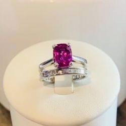 5 Karat Pink Sapphire Wedding Ring Set  