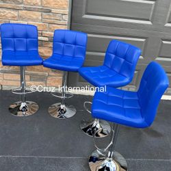 New 4 Blue Bar Stools 