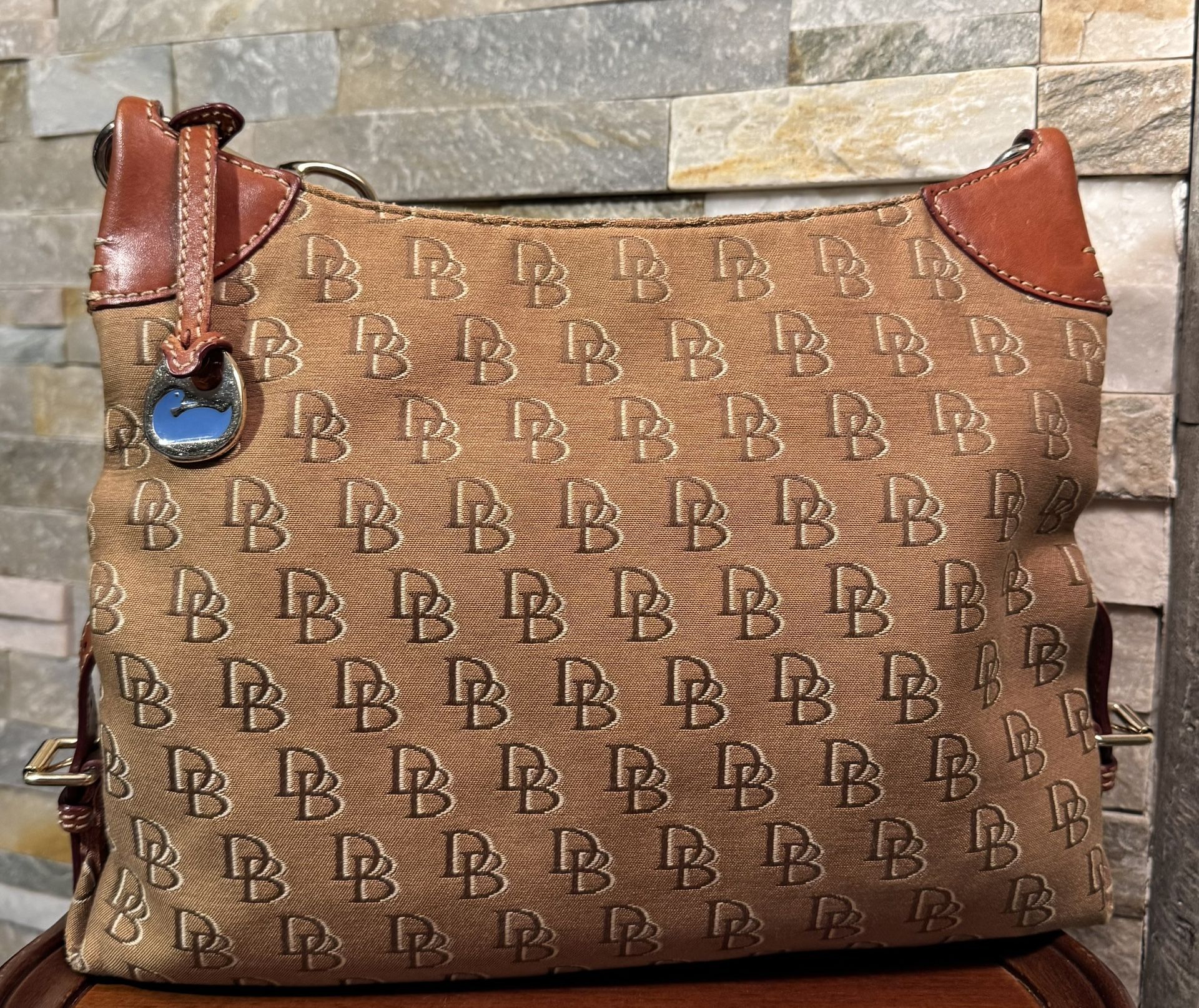 Dooney & Bourke Signature Anniversary Slouch Canvas & Vachetta Leather Trim Bag