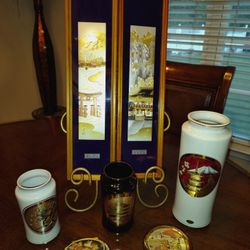 Chokin Japanese Gold And Silver Vases Etc .