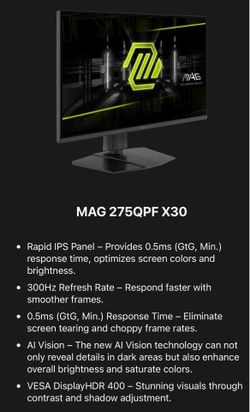 Msi MAG 275QPF X30 Gaming monitor