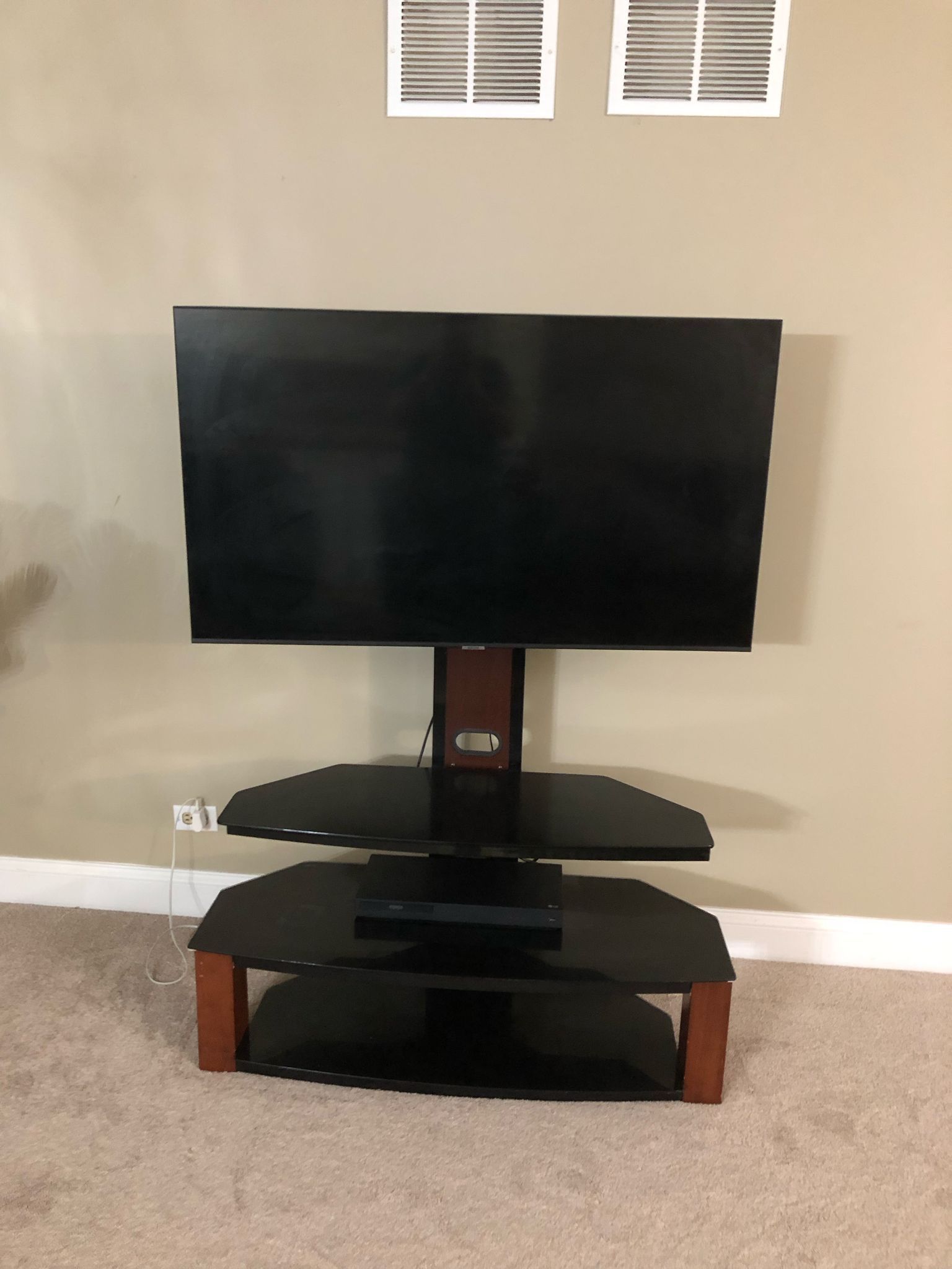 TV Stand with Mount and Glass Shelves – Fits 55-60” TVs – $100 OBO – Wheaton Pickup