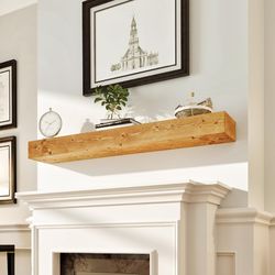 Avana Natural Fireplace Mantel - Mounted Mantles for Over Fireplace - Handcrafted Wood Mantel (Rustic Natural, 48 X 8 X 5)