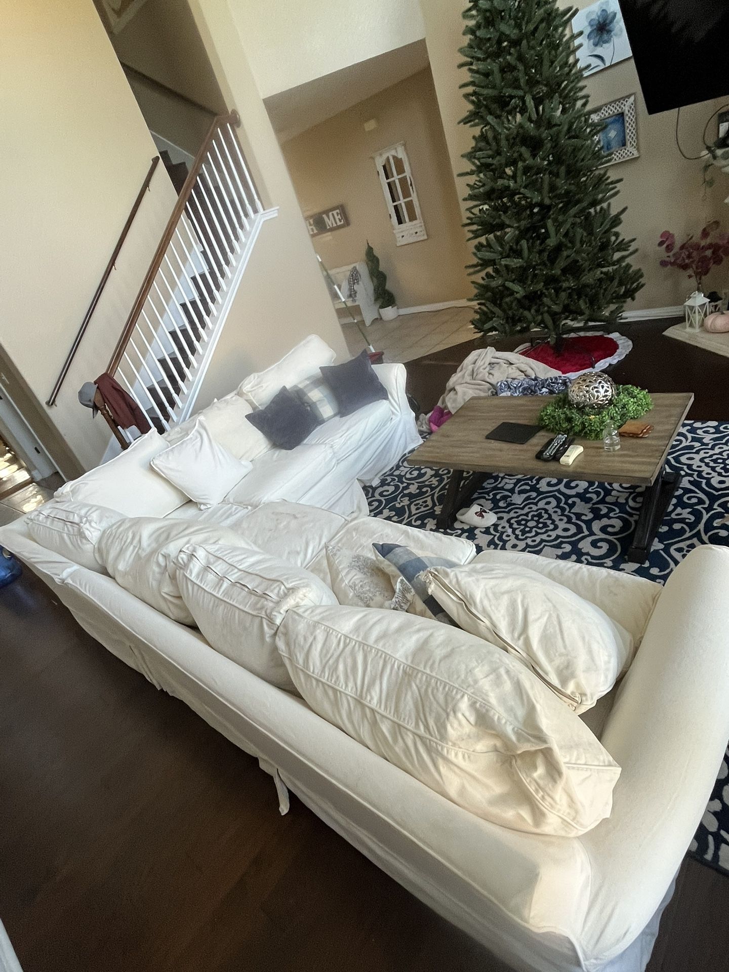 Large 2-Piece L-Shaped Sectional Sofa – Comfortable, Needs Some TLC