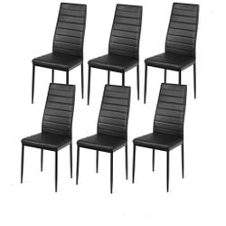 6 Black Polyvinyl Chloride Metal Dining Chairs New