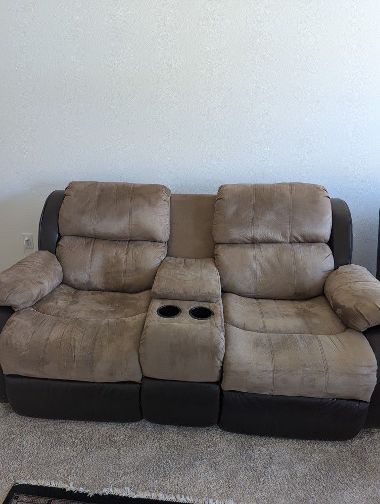 Microfiber Loveseat And Reclining Chair