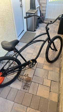 Electric Matte Black Beach Cruiser Bicycle