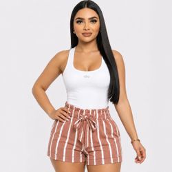 Pink stripe shorts (small)