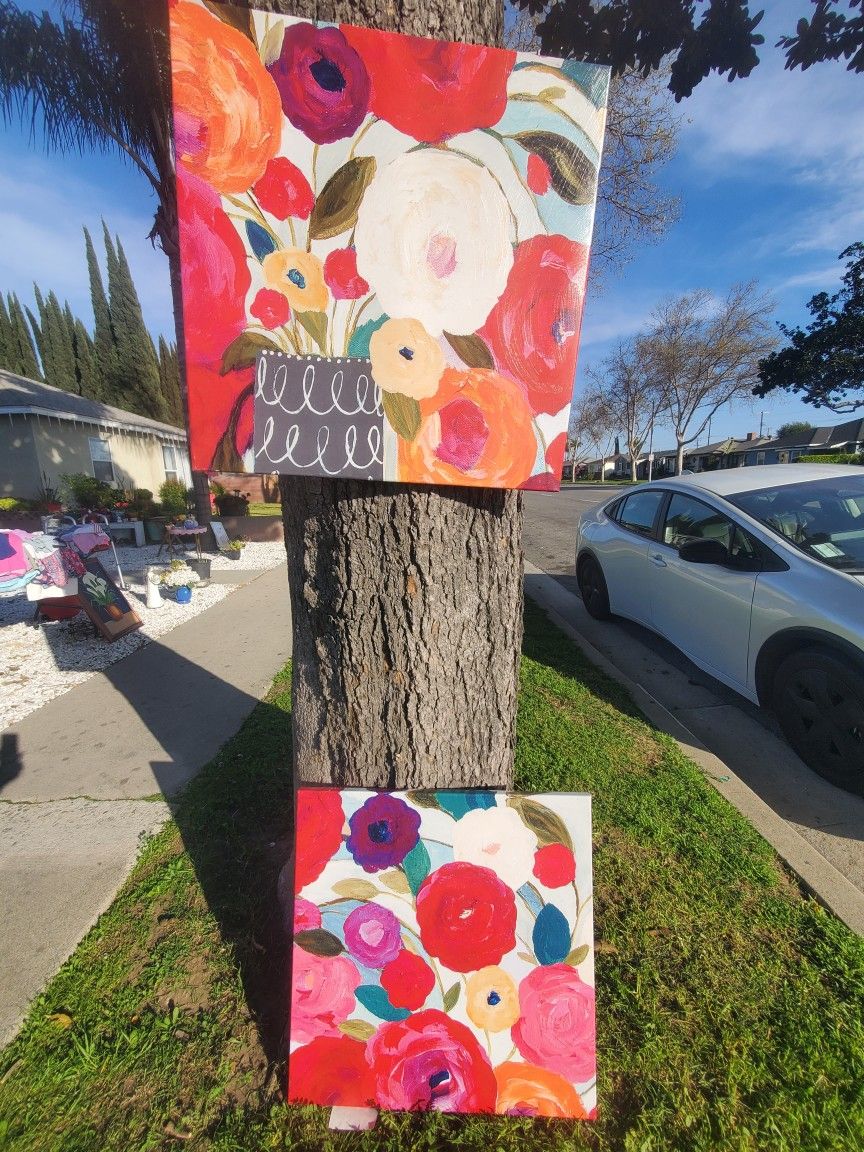 2Beautiful Bright Color Flower Deco Frames 2ftx2ft