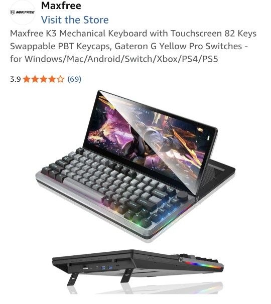 Maxfree K3 Mechanical Keyboard with Touchscreen