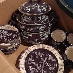 24pc Floral Lace Dishware Set by Temptations.