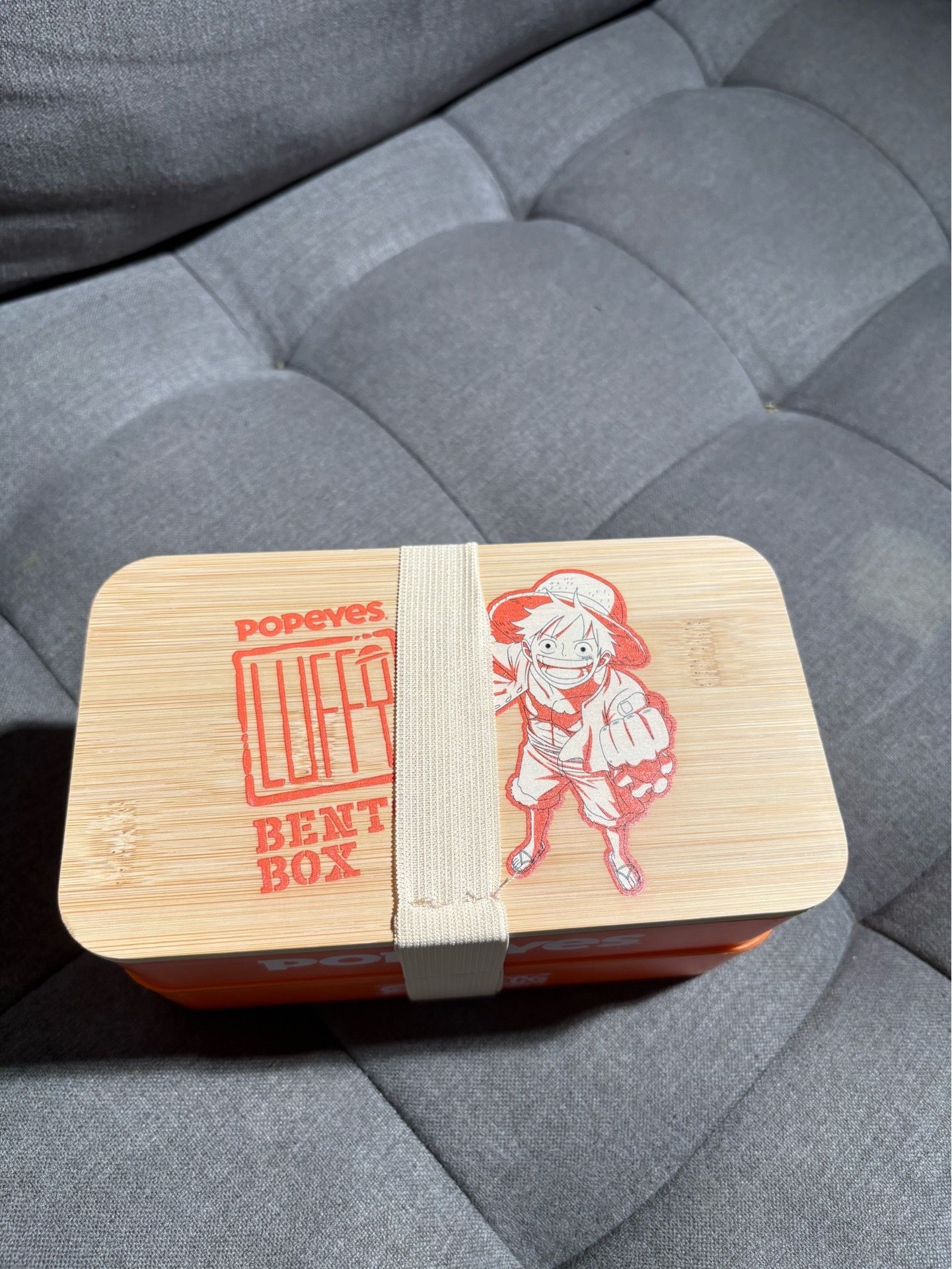 Popeyes One Piece Luffy Bento Box Bamboo Plastic Orange Anime Collectible Brand New