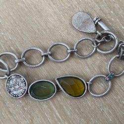 Lia Sophia Silver Bracelet With Green And Yellow Accents