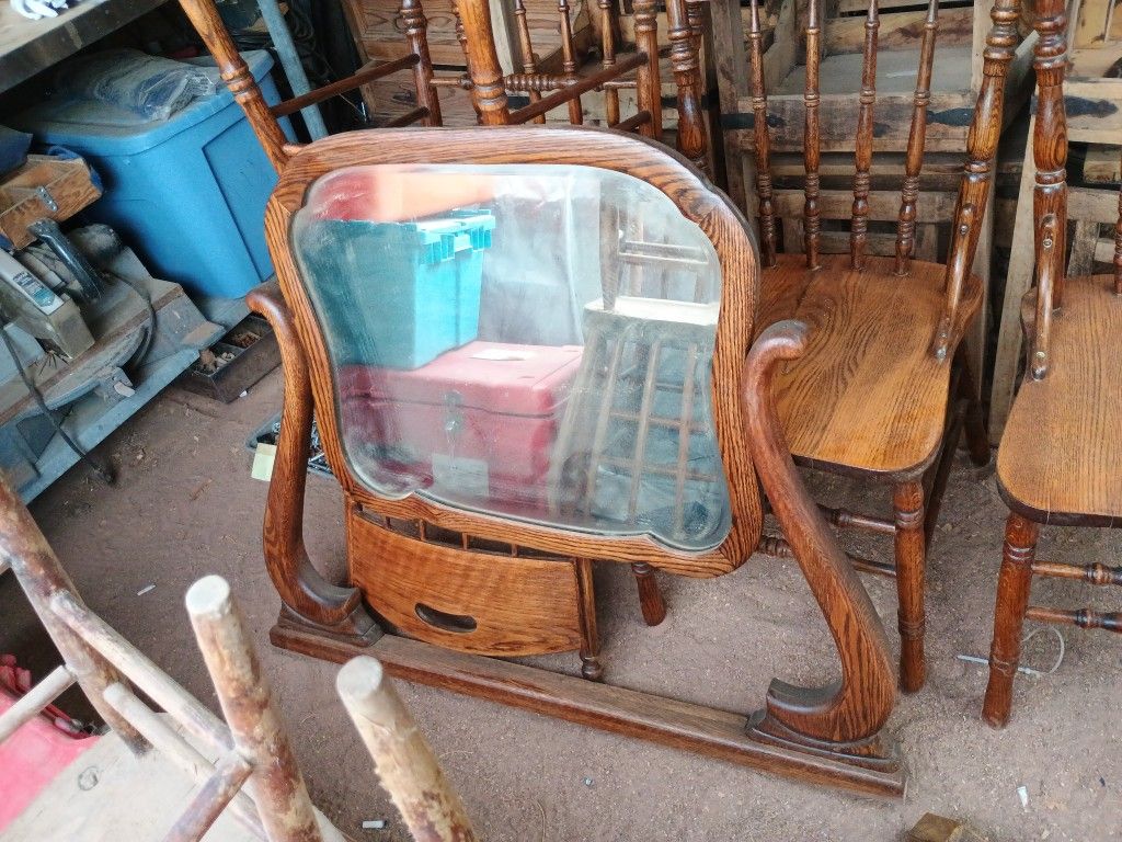 Recently Refurbished Antique Oak Mirror