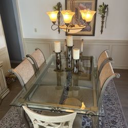 Elegant Formal Dining Table Set – Glass Top w/ 6 Chairs