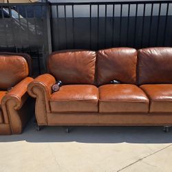 Leather Couch Abbyson + Chair