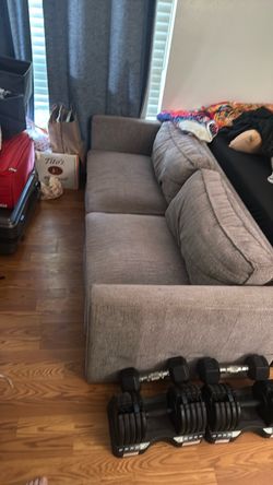 Gray Fabric Couch — Moving Sale
