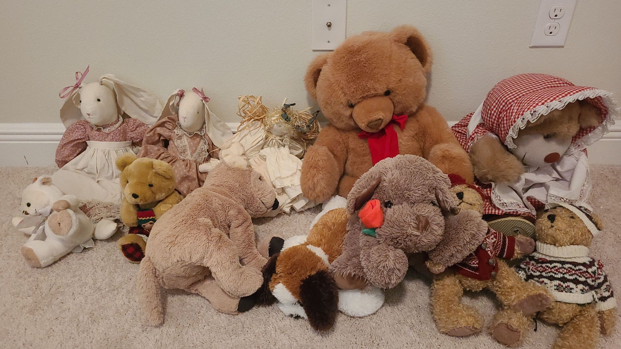 Assorted Stuffed, Teddy Bears, Rabbits, & Dolls