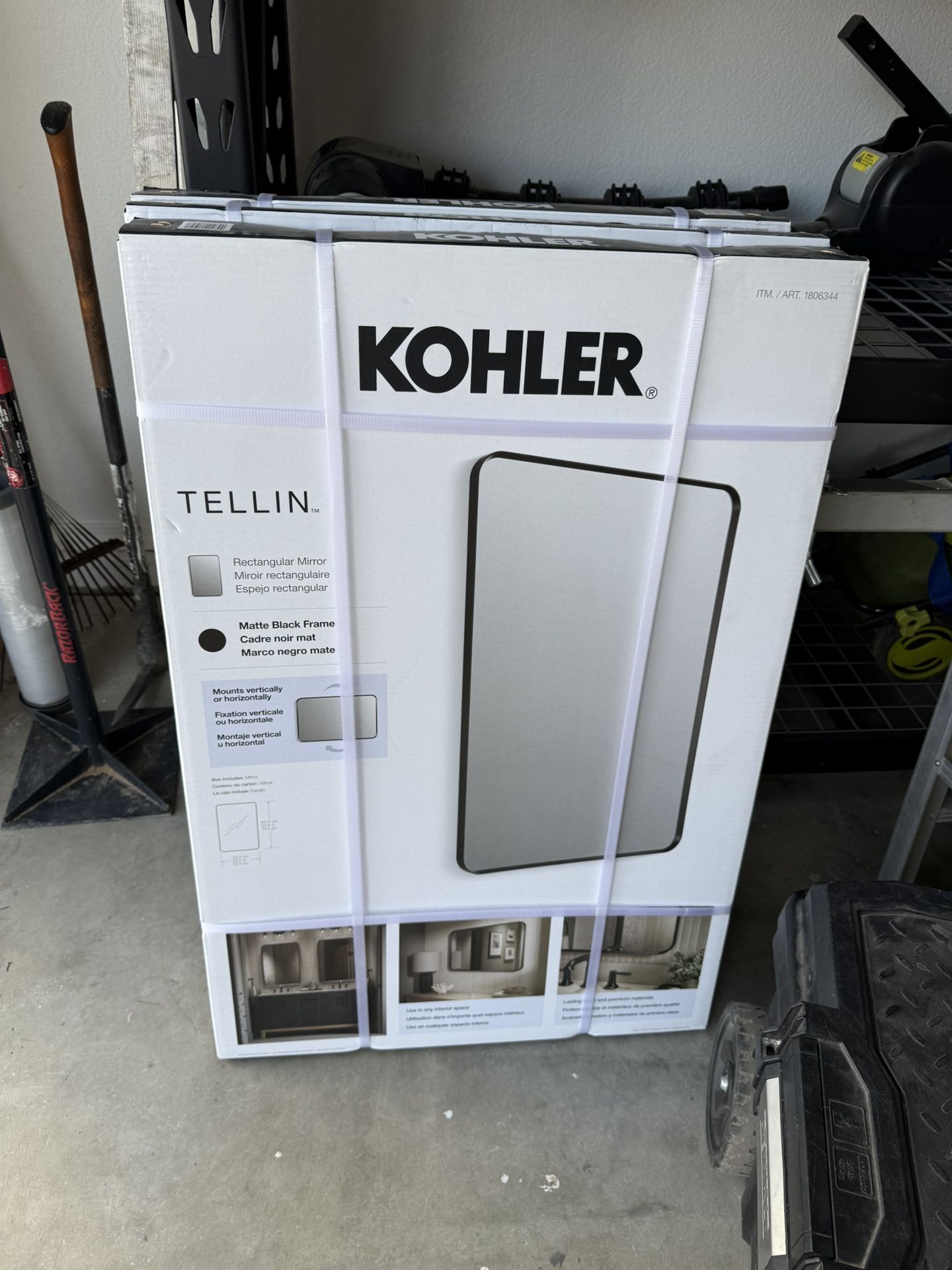 Kohler Essential 22 in. W x 34 in. H Rectangle Framing Wall Mirror with Matte Black