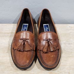 BRAGANO Men's Tassel Leather Kiltie Moc Toe Loafers (8.5M) Brown {Made In Italy}