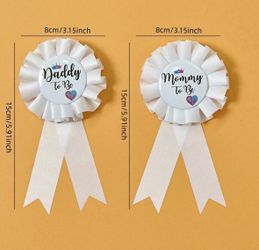 2pcs Baby Shower Brooches Mommy To Be/Daddy To Be Badges, Expectant Father/Mother Pins
