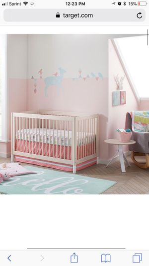Crib Bedding Set Forest Frolic 4pc Cloud Island Pink For Sale