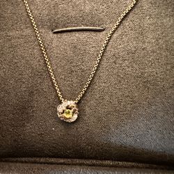 David Yurman Infinity Necklace with Peridot Stone