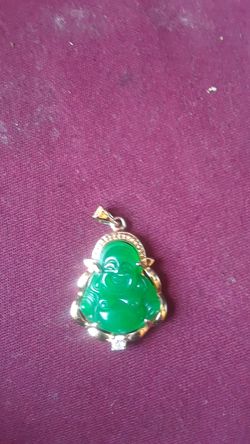 4g Burmese Jade Buddha W 1g 18k Gold Setting Pendant