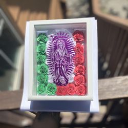 Handcrafted Santa Muerte Shadow Box – 6x8 Spiritual Home Decor