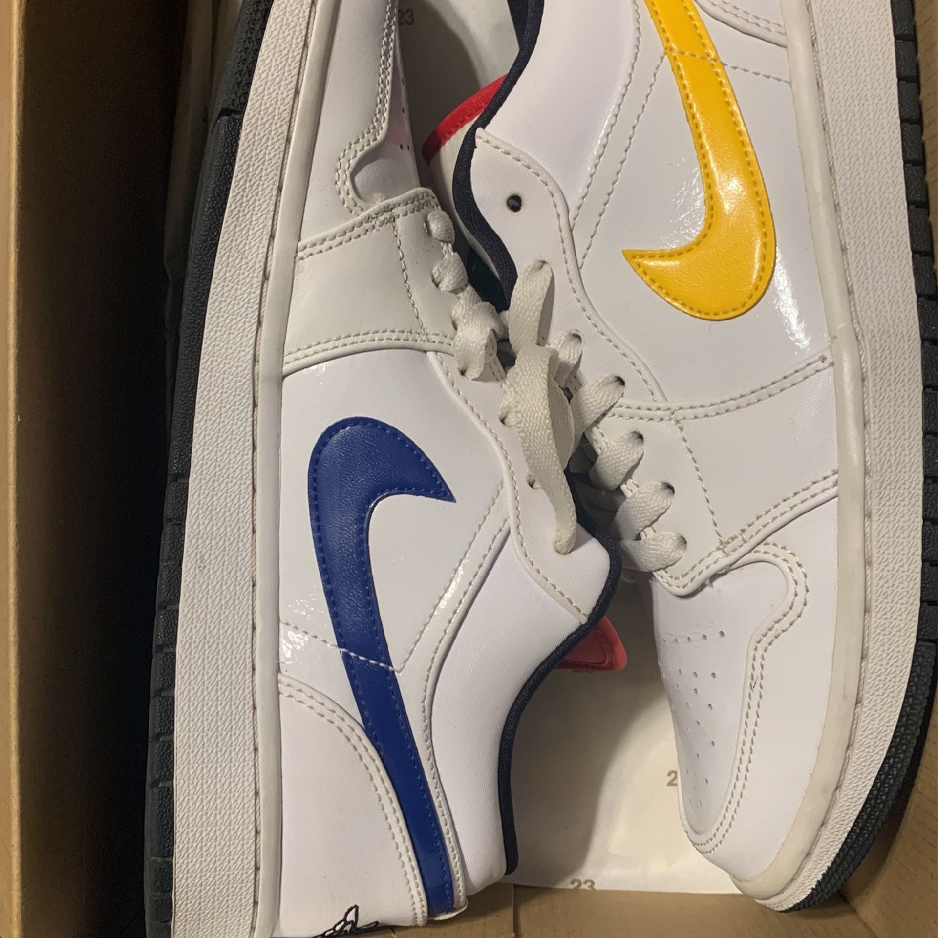 Swoosh White Jordans With Different Colors Nike Jordan Low Multi