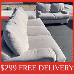 Light Gray Sofa and Loveseat COUCH SET sectional couch sofa recliner (FREE CURBSIDE DELIVERY)