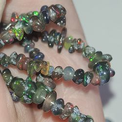 20x Black Ethiopian Fire Opal Pre drilled Beads Set Of 20