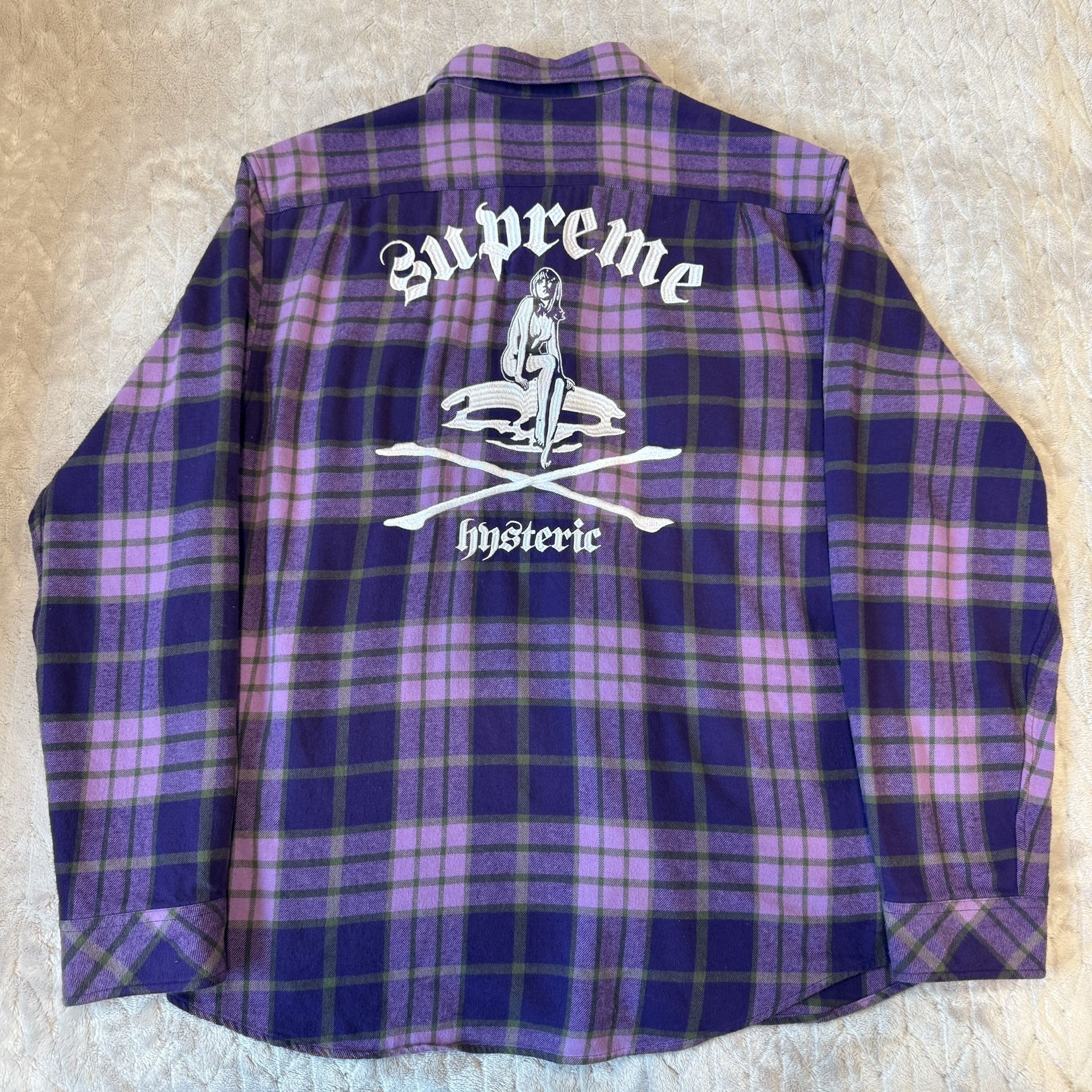 Supreme HYSTERIC GLAMOUR Plaid Flannel Shirt Purple Men’s Sz L (SS21)