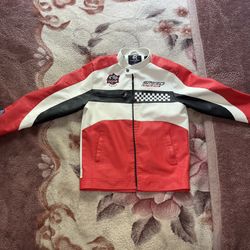 🔥 Vintage Racing Style Jacket - Red White Black - Speed Zone (Adult Small)
