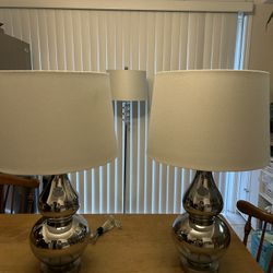 2 Silver, Table and 1 Chrome+Crystal Lamp