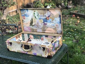 1900 Antique Suitcase with Many Vintage Posters 23” X 13” X 6 1/2”