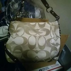 Authentic Sateen gold coach tote