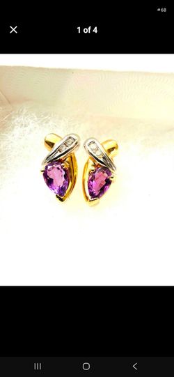 Two tone 14k amethyst earrings