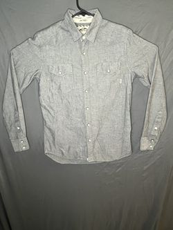 Men's Vans Classic Fit Denim Style Look Button-Front Long Sleeve Pocket Shirt