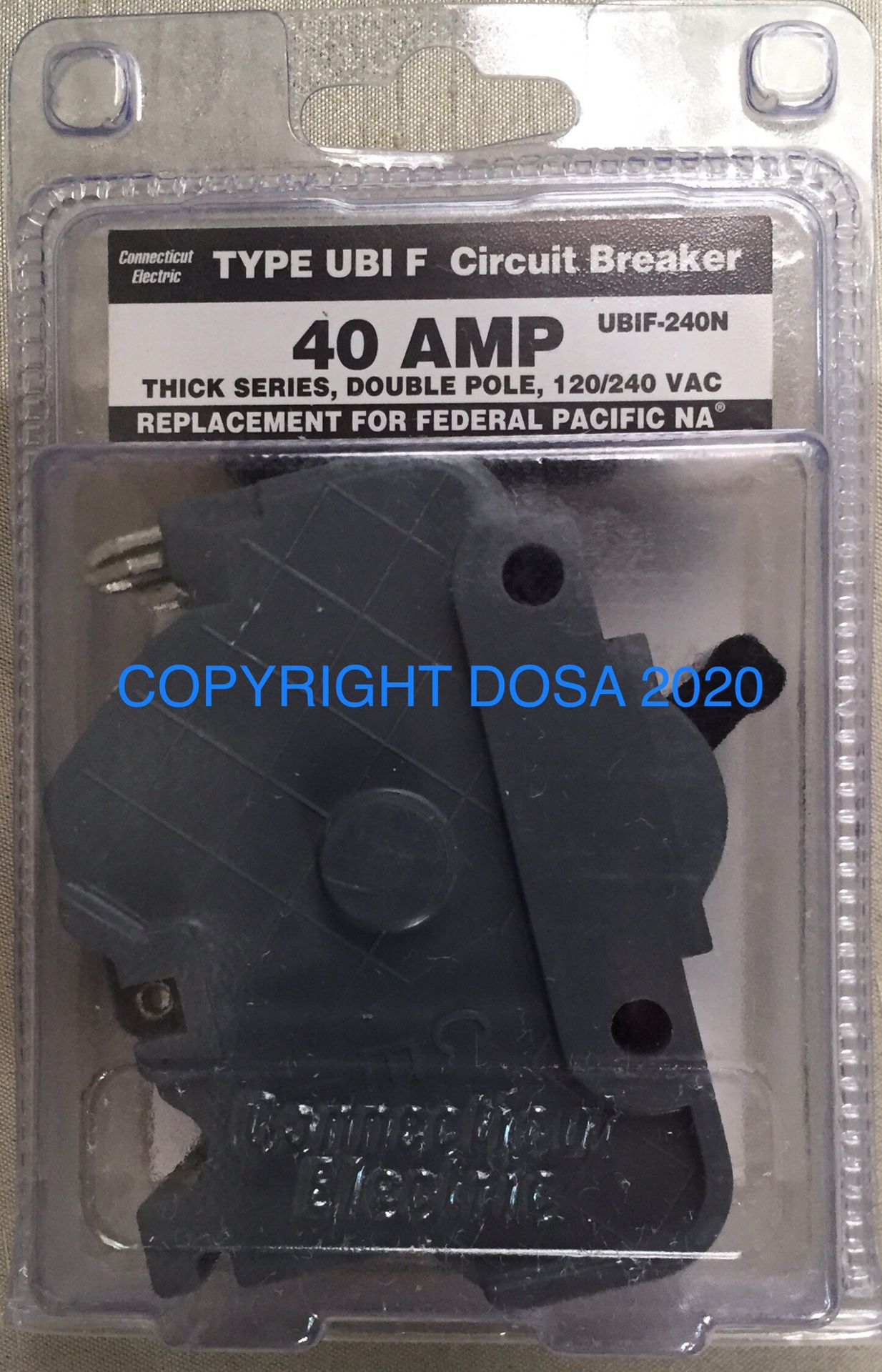 Federal Pacific Double 40A Circuit Breaker, UBIF-240N
