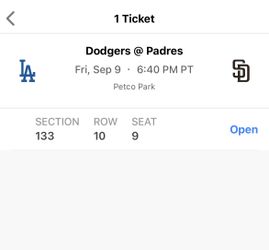 Padres vs Dodgers Ticket