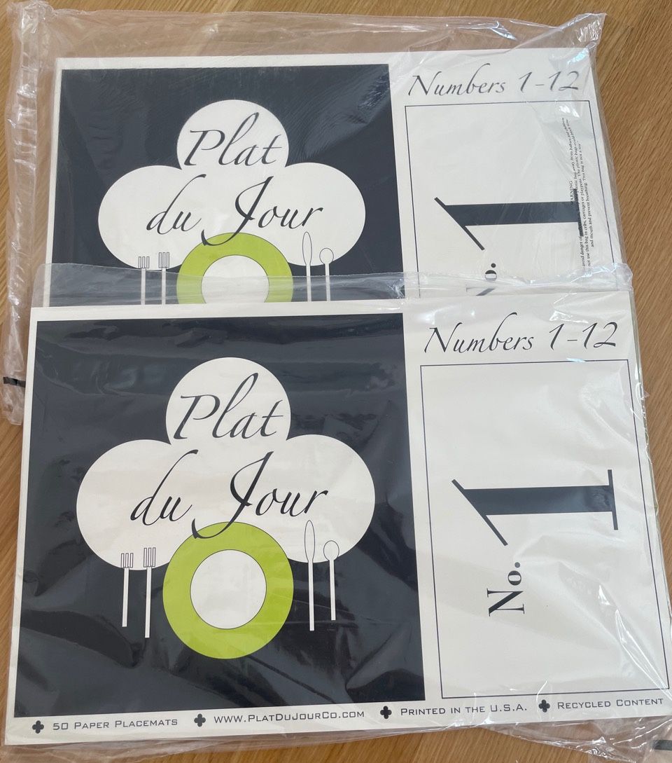 Anthropologie Placemats Numbers Placemat Recycled Paper, LOT OF 150