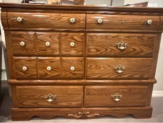 Oak Laminate chest and double dresser.