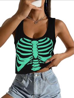 Skeleton Shirt for Women:Halloween Tank Tops Sleeveless Costume