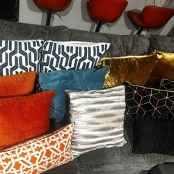 Decorative Pillows Gold Orange Blue Black pillows