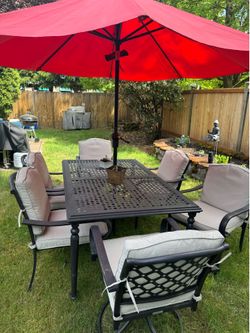 Patio dining set 8 piece set with umbrella