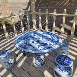 Set Of Chinese Garden Porcelain Seats And Table 