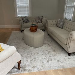 Beige Couches And Ottoman For Sale